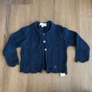Babycottons navy cotton knit cardigan - size 6-12m